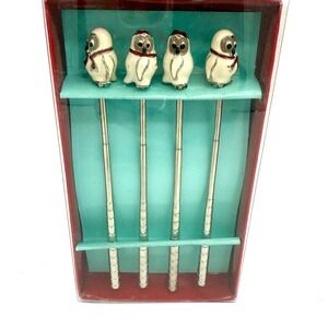 Owl Stirrers John Lewis Set of 4 Cocktail Drink Stir Sticks Enamel Cute 5.5" New